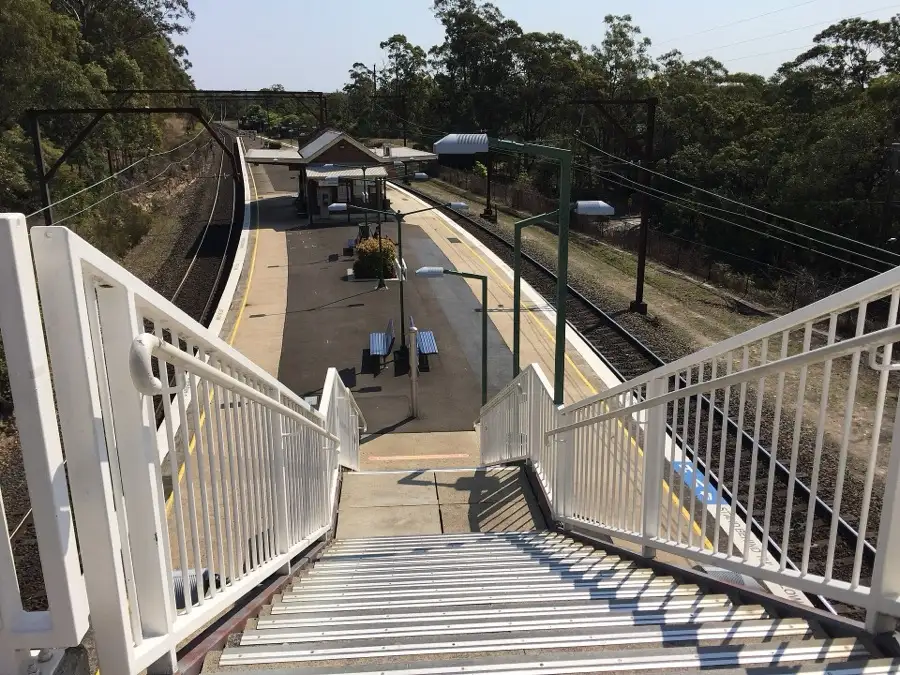 Footbridge stairs down to Warrimoo railway station